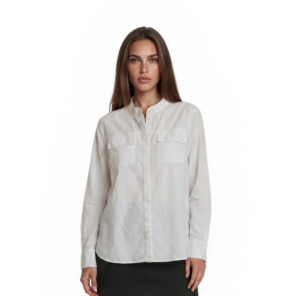 Tory Burch White Long-Sleeve Button Front Blouse